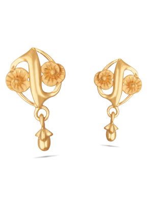 Impressive Flower Design Gold Drop Earring