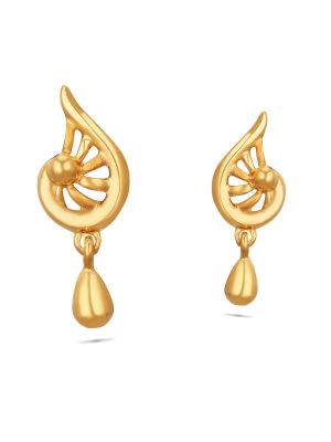 Impressive Flower Design Gold Drop Earring