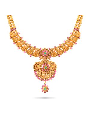 Royal Antique Peacock Gold Necklace-hover