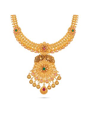 Enchanting Floral Gold Necklace-hover