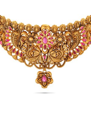 Stunning Gold Antique Choker Necklace-hover