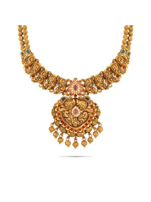 Royal Antique Peacock Gold Necklace-hover