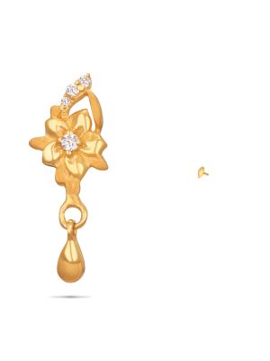 Impressive Flower Design Gold Drop Earring-hover