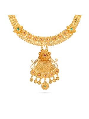 Enchanting Flower Design Gold Necklace-hover