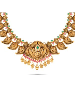 Royal Antique Peacock Gold Necklace-hover