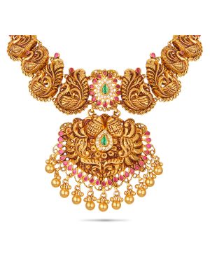 Royal Antique Peacock Gold Necklace-hover