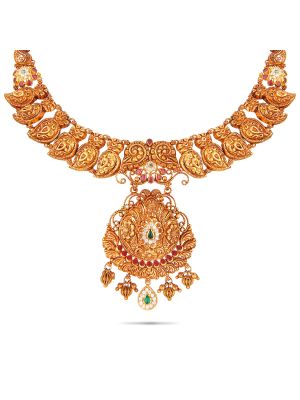 Royal Antique Peacock Gold Necklace-hover