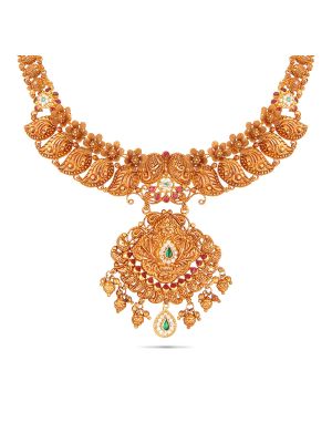 Royal Antique Peacock Gold Necklace-hover