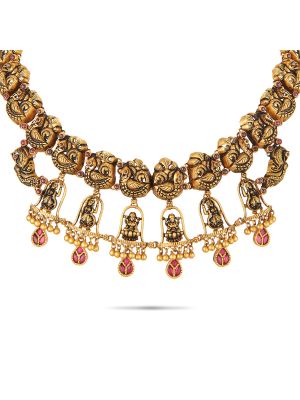 Royal Antique Peacock Gold Necklace-hover