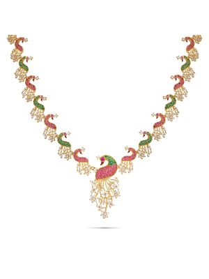 Enchanting Peacock Gold Necklace-hover