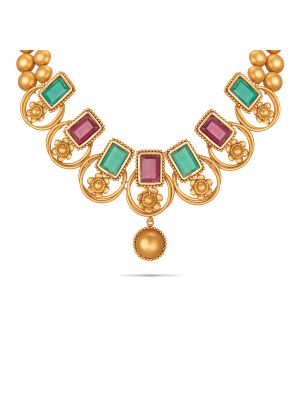 Enticing Trendy Gold Necklace-hover