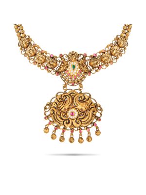 Royal Antique Peacock Gold Necklace-hover