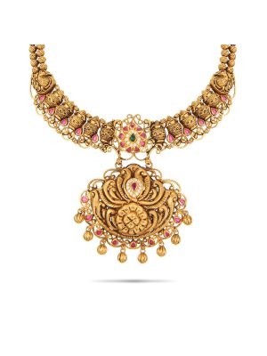 Royal Antique Peacock Gold Necklace-hover