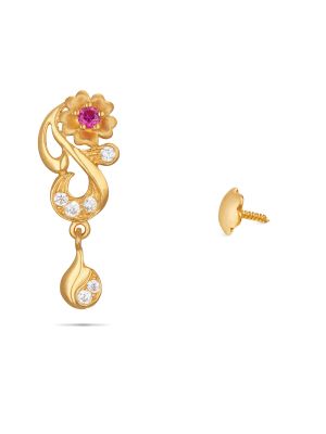 Impressive Flower Design Gold Drop Earring-hover