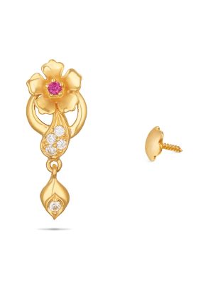 Impressive Flower Design Gold Drop Earring-hover