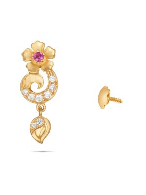 Impressive Flower Design Gold Drop Earring-hover