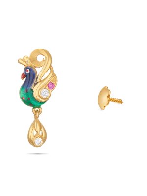 Enduring Peacock Gold Drop Earring-hover