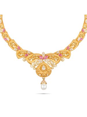 Enticing Trendy Gold Necklace-hover