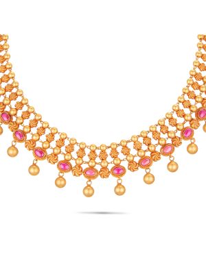 Enticing Trendy Gold Necklace-hover