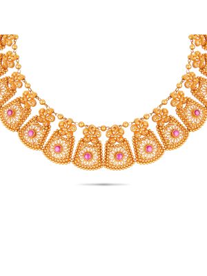 Enticing Trendy Gold Necklace-hover