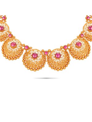 Enticing Trendy Gold Necklace-hover