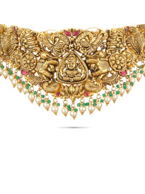 Stunning Gold Antique Choker Necklace-hover