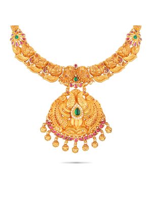 Latest Peacock Design Gold Necklace-hover