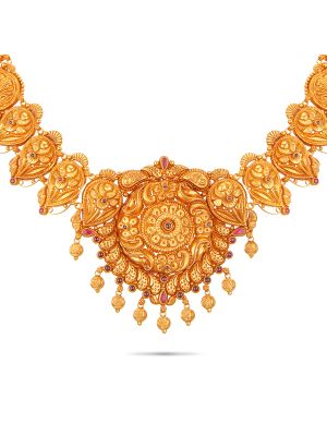 Traditional Floral Gold Necklace-hover