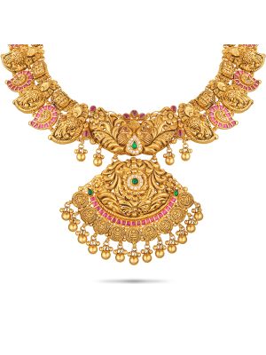 Enchanting Peacock Gold Necklace-hover