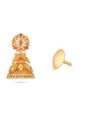 Bridal Wear Gold Jhumka Earring-hover