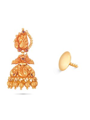 Bridal Wear Gold Jhumka Earring-hover