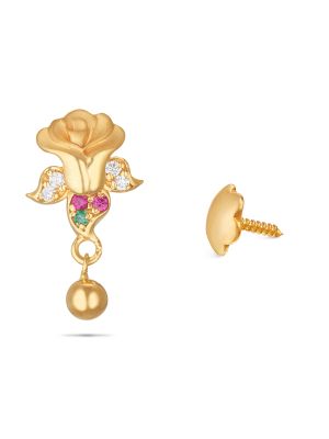 Charming Floral Gold Drop Earring-hover