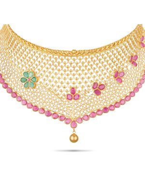 Enticing Ruby Emerald Choker Necklace-hover