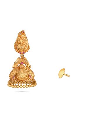 Antique Gold Peocock Jhumka Earring-hover