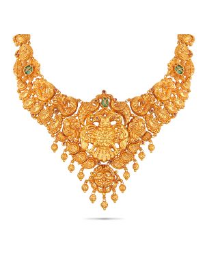 Stunning Peacock Design Gold Necklace-hover