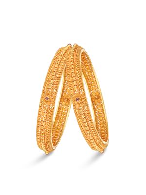 Elegant Floral Gold Bangle-hover