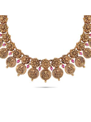 Enticing Lakshmi Kasu Gold Necklace-hover