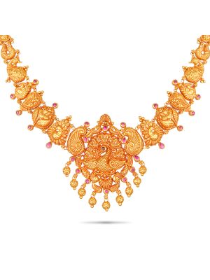 Stunning Peacock Design Gold Necklace-hover