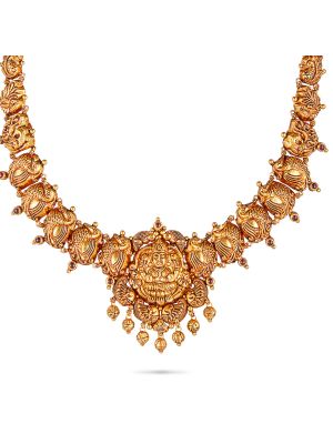 Exquisite Gold Lakshmi Necklace-hover