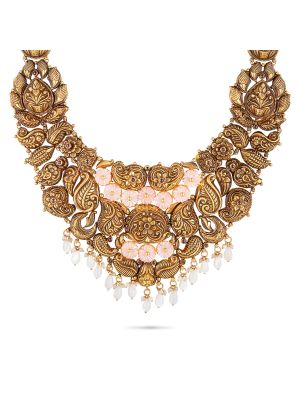 Enchanting Flower Design Gold Necklace-hover