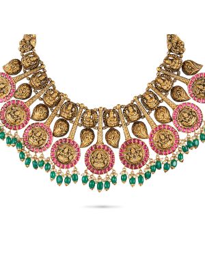 Royal Antique Temple Gold Necklace-hover