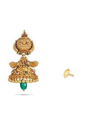 Gold Lakshmi Jhumkas Earring-hover