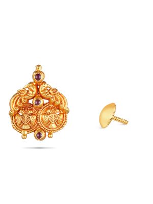 Gold Coin Stud Earring-hover