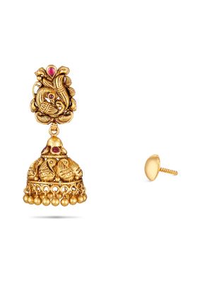 Gold Temple Jhumkas Earring-hover