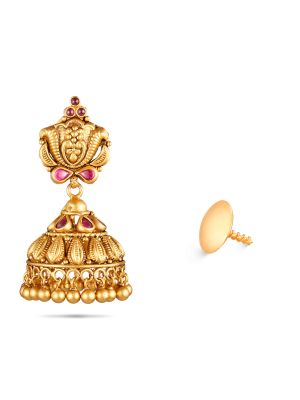 Bridal Wear Gold Jhumka Earring-hover