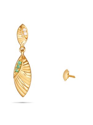 Emerald Leaf Drop Earrings-hover