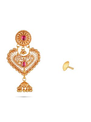 Charming Gold Heart Stud Earring-hover