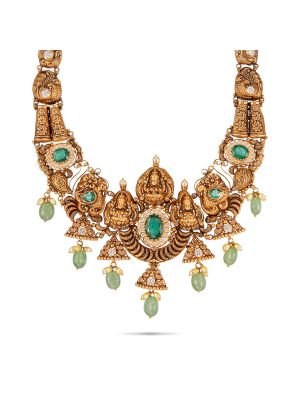 Green Stone Lakshmi Necklace-hover