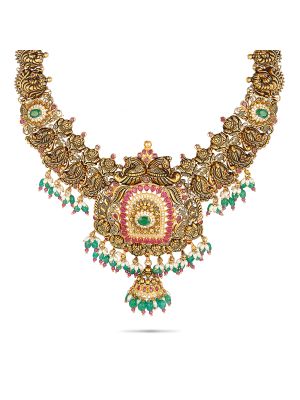 Alluring Peacock Gold Necklace-hover