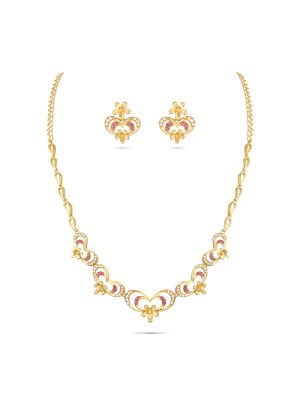 Stunning Floral Silver Necklace Set-hover